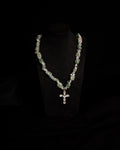 Natural Stone & Zirconia Cross Necklace