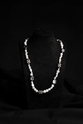 Genuine Freshwater Pearl & Steel Flower Necklace