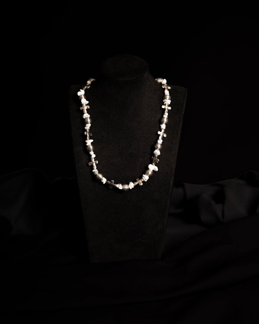 White Stone Cross Necklace