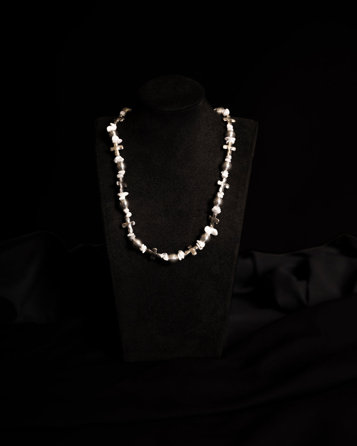 White Stone Cross Necklace