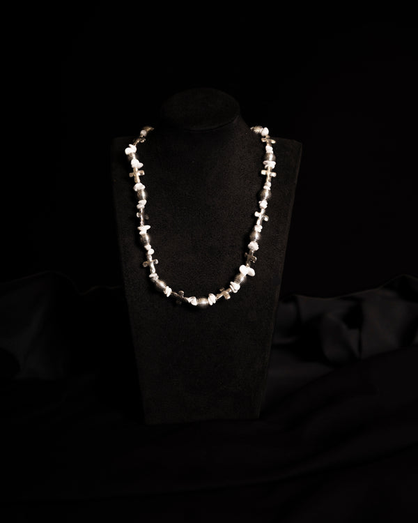 White Stone Cross Necklace