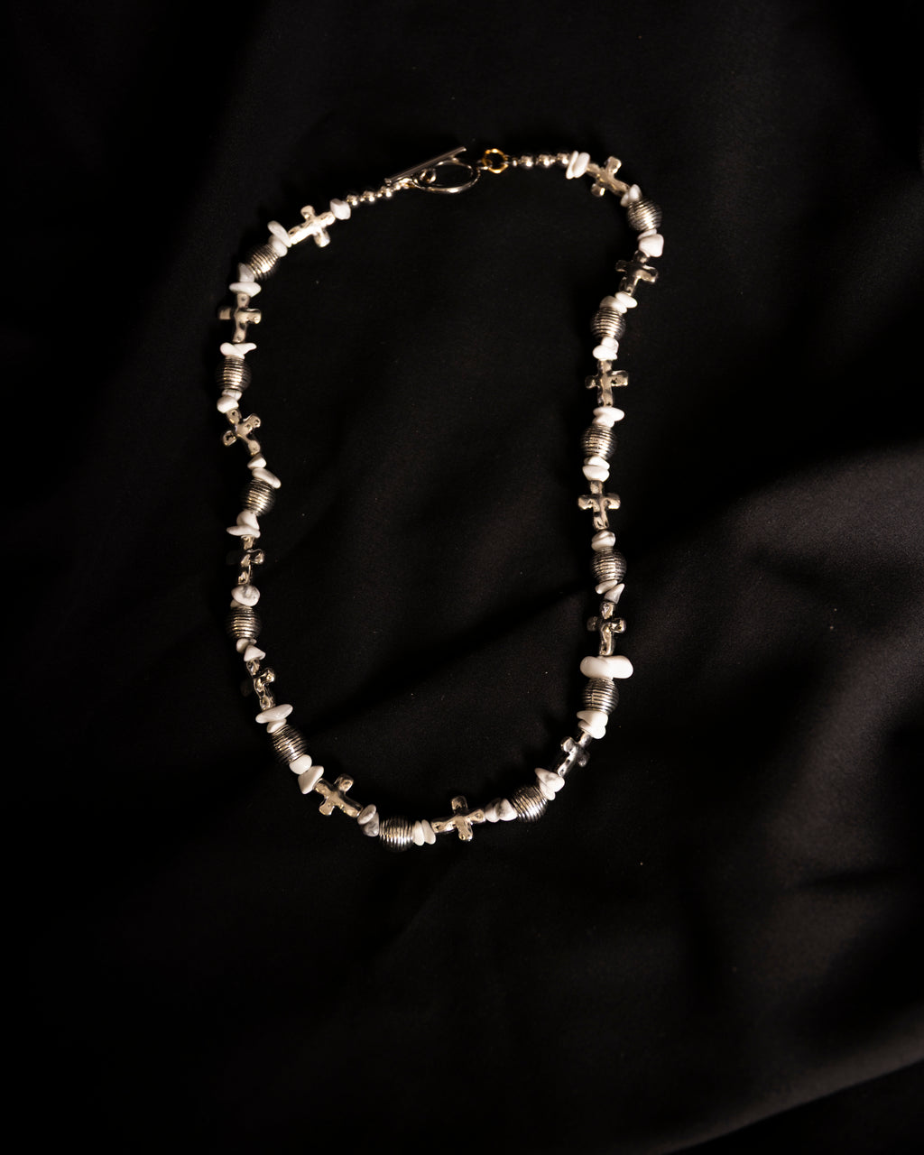 White Stone Cross Necklace