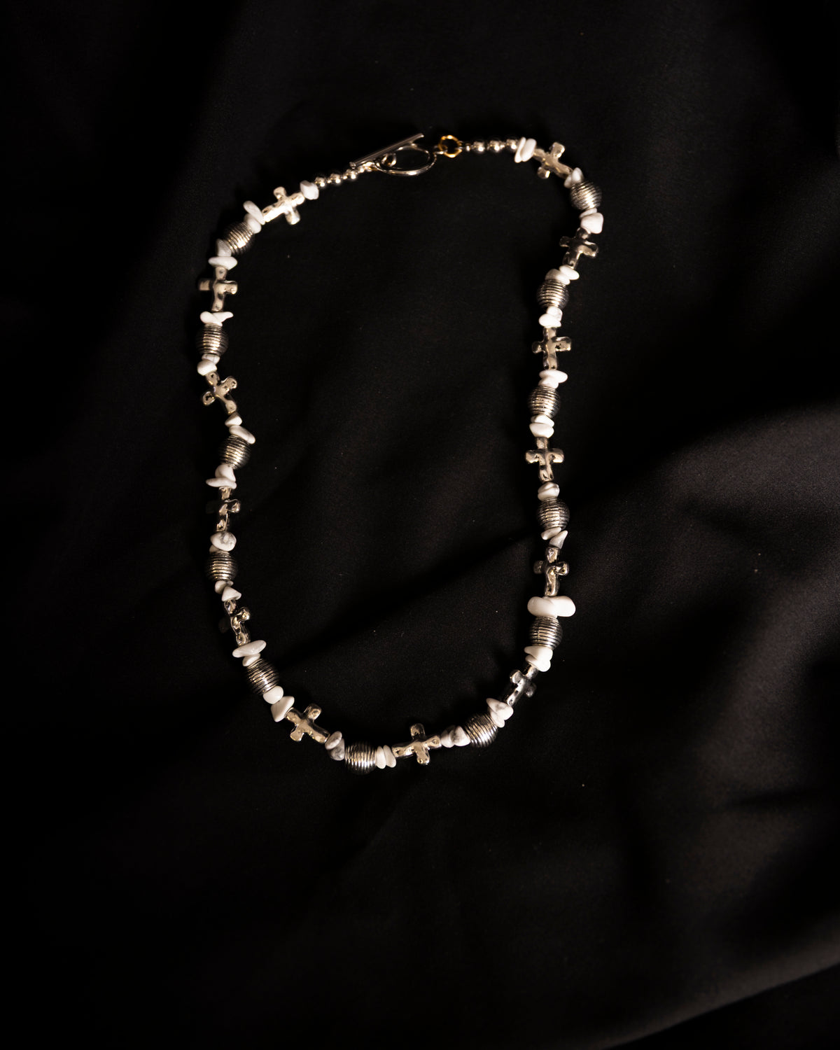 White Stone Cross Necklace