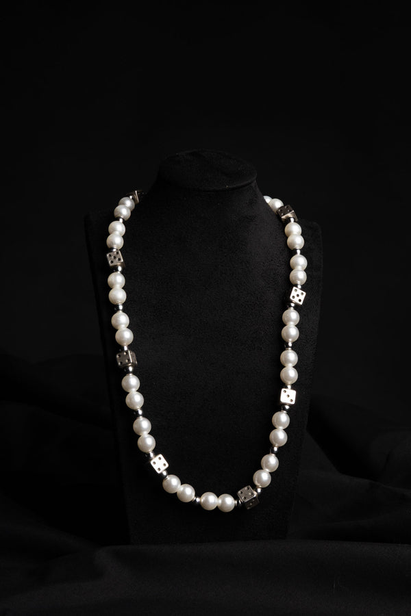 White Pearl & Stainless Steel Necklace