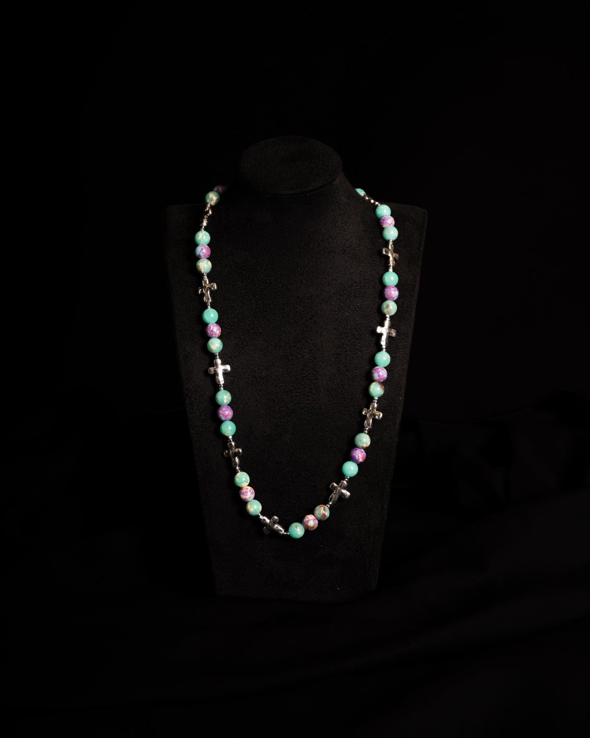 Blue Lagoon Pearl Cross Necklace