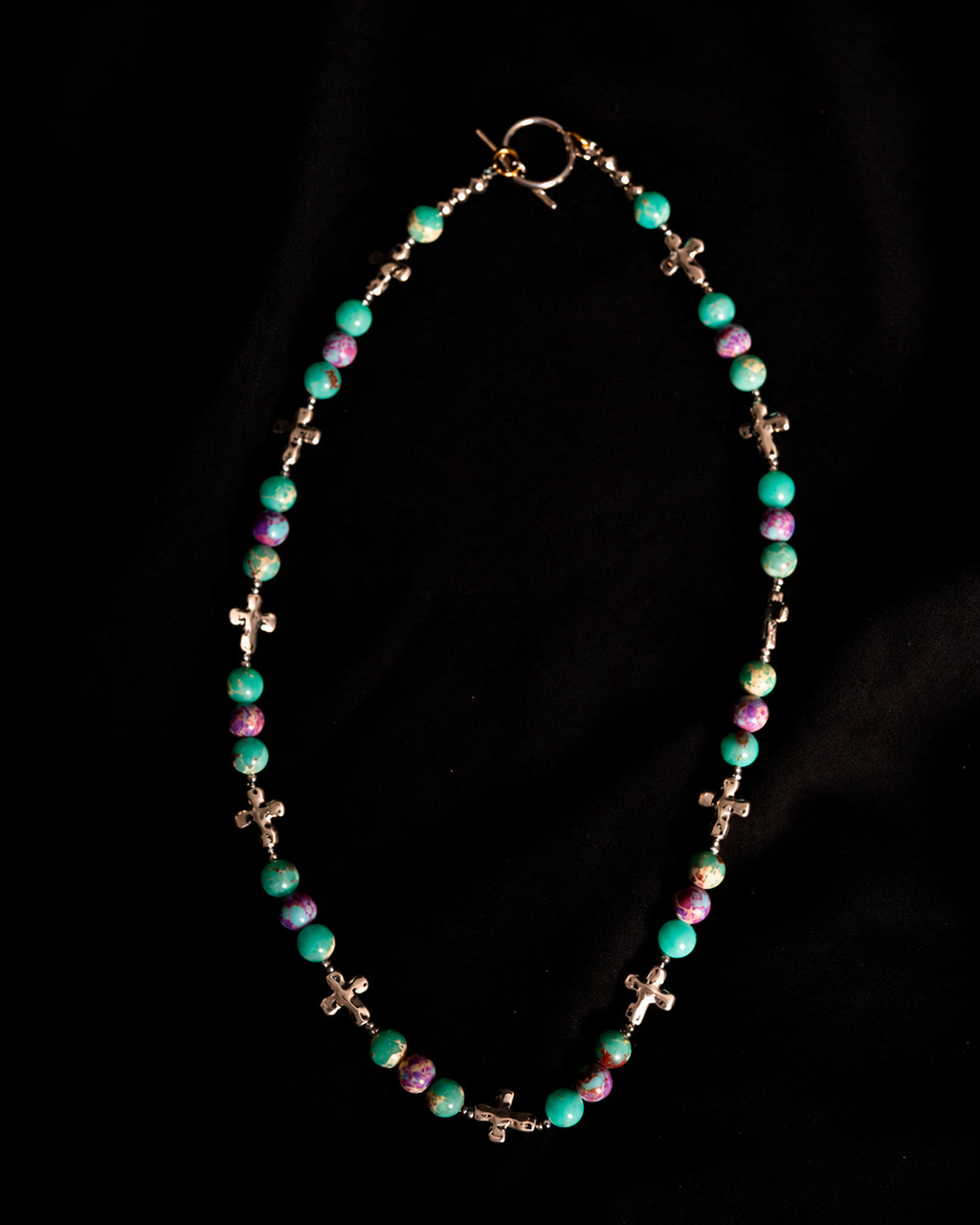 Blue Lagoon Pearl Cross Necklace