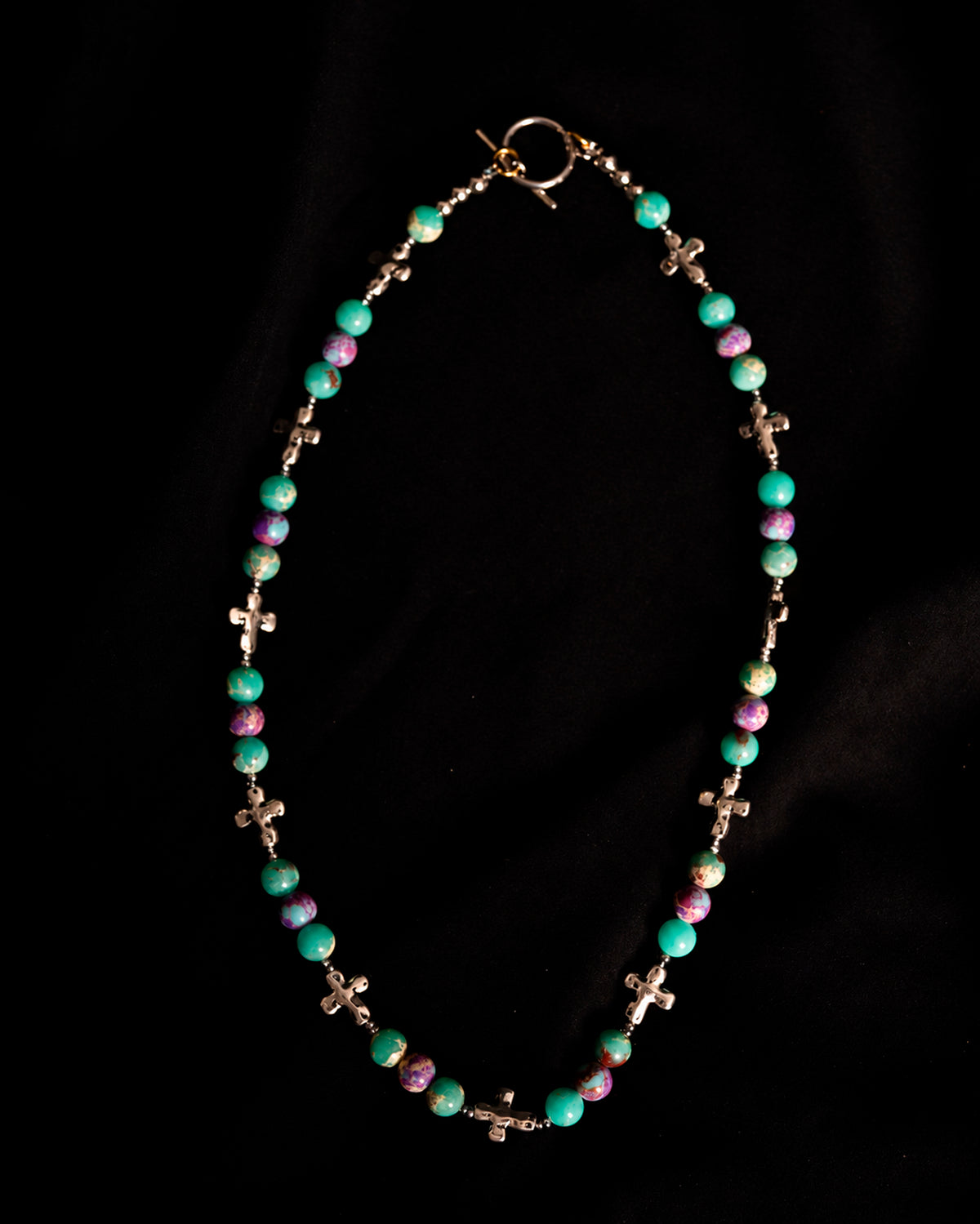 Blue Lagoon Pearl Cross Necklace