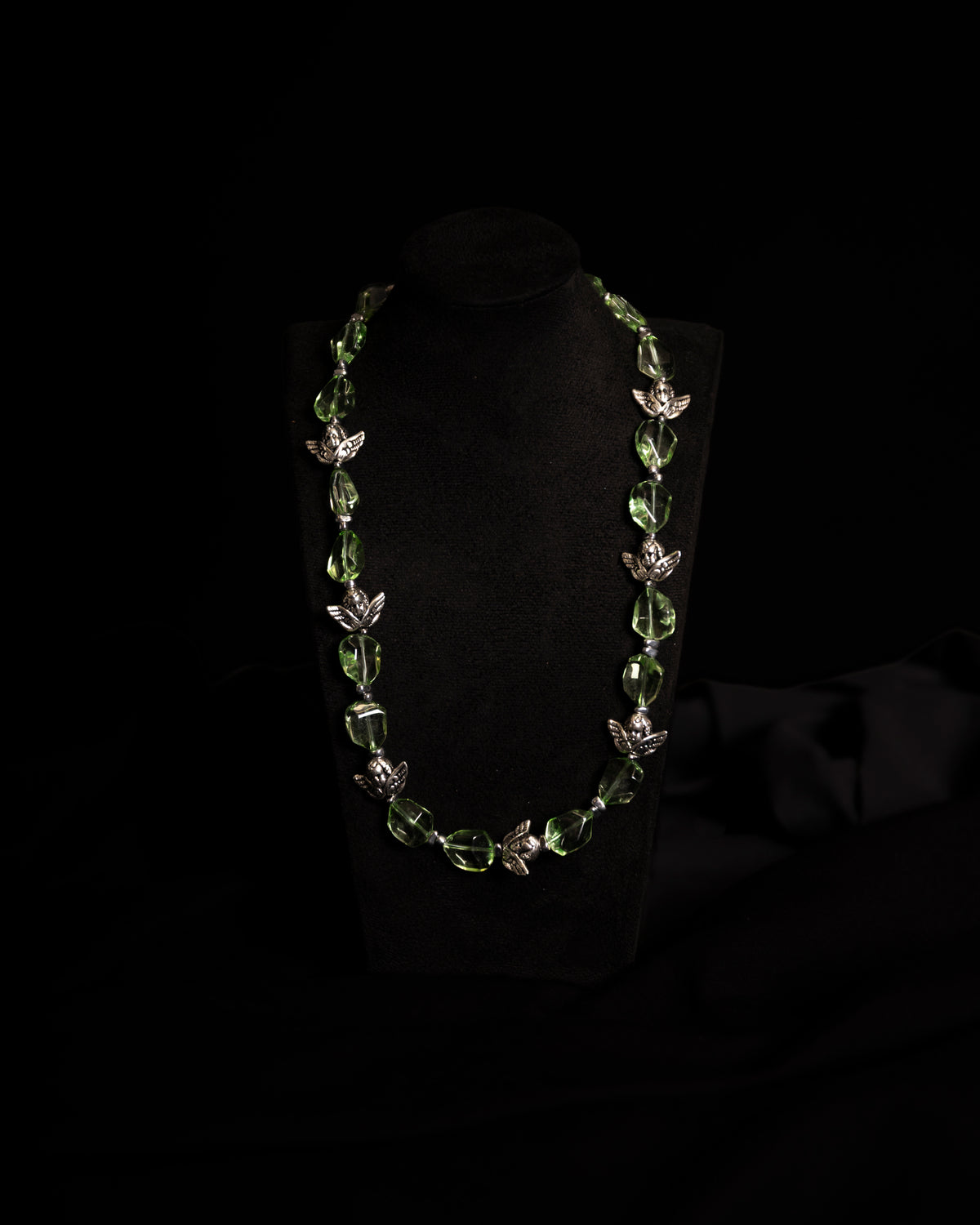 Seven Angels Green Crystal Necklace