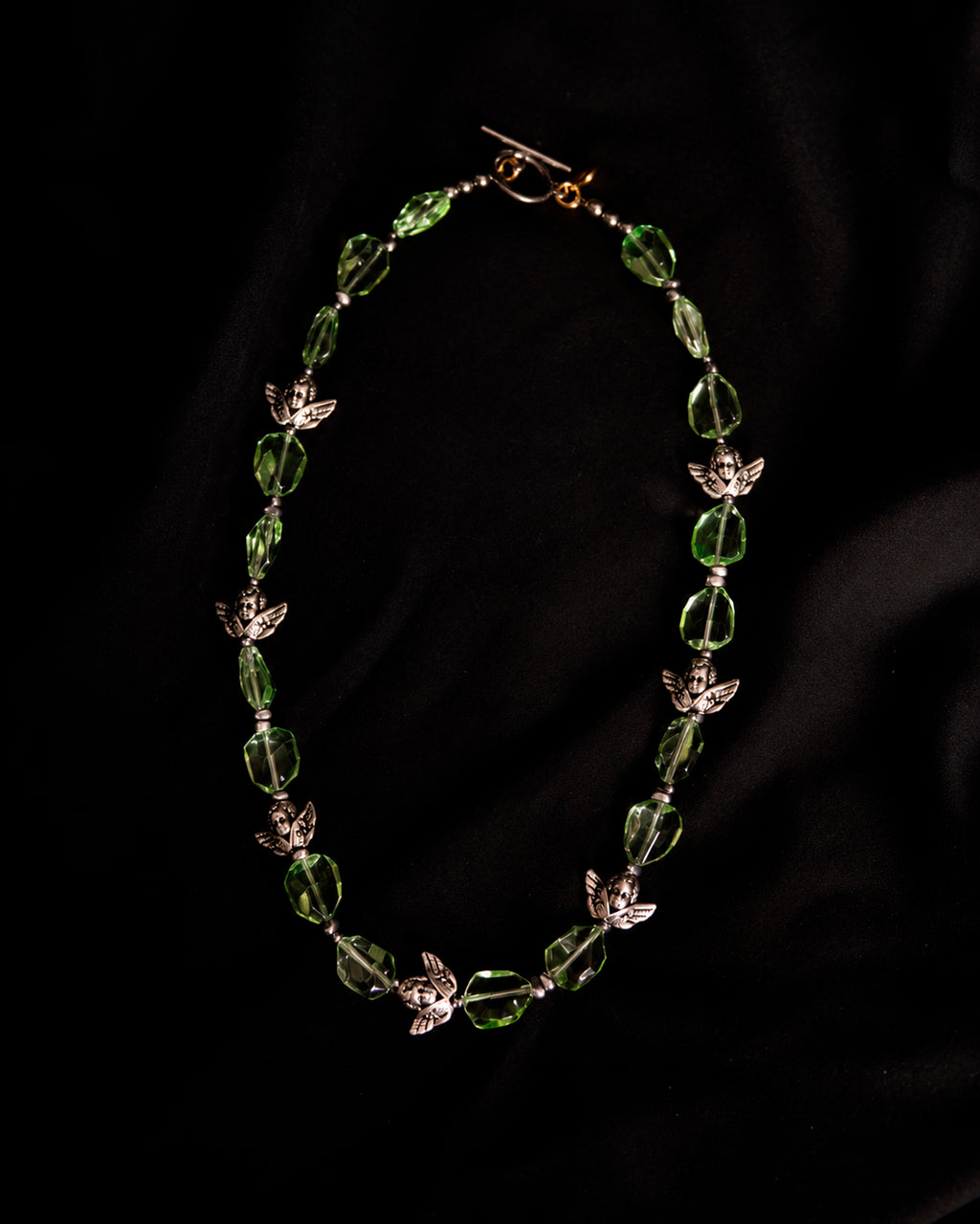 Seven Angels Green Crystal Necklace
