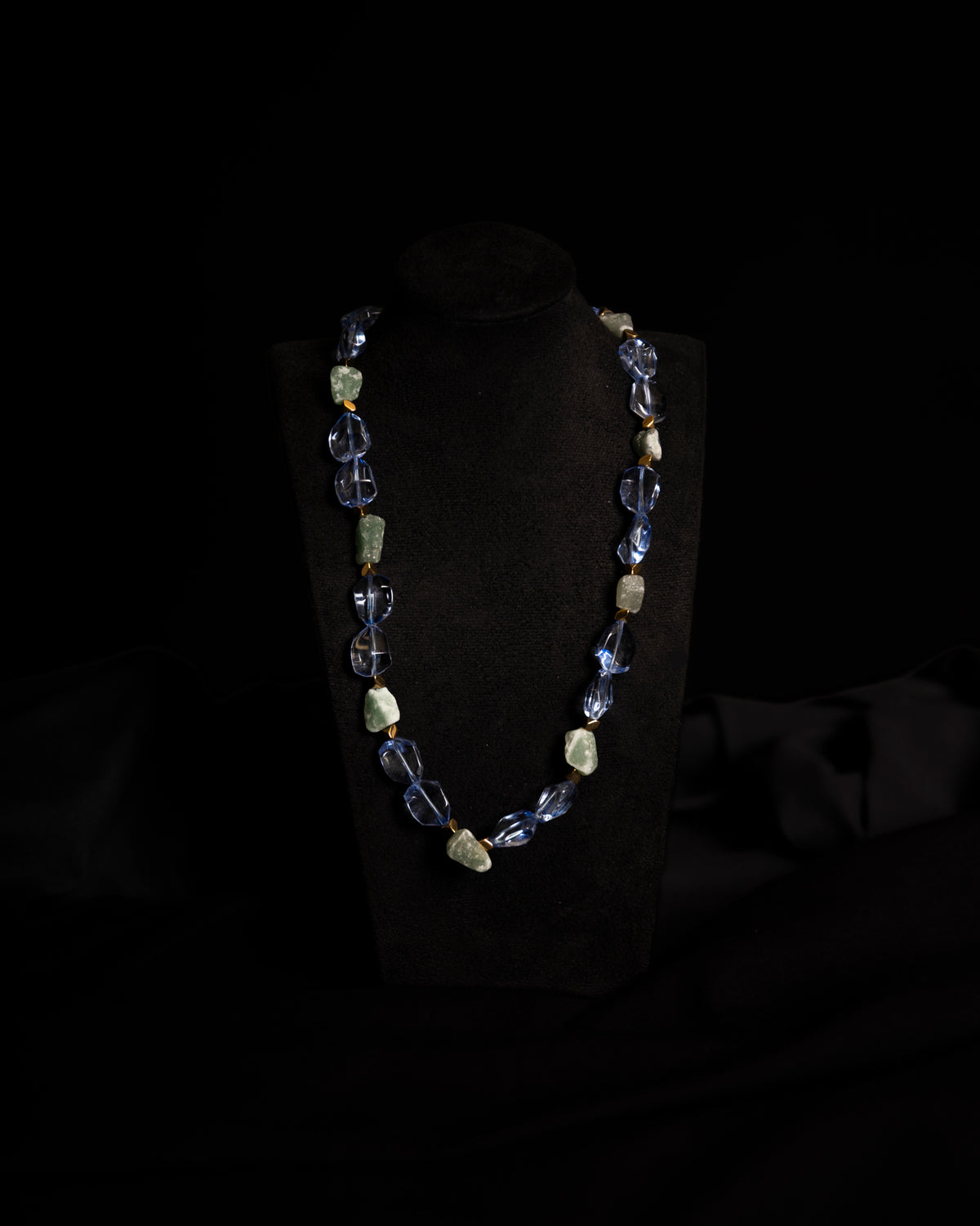 Blue Crystal & Green Stone Necklace