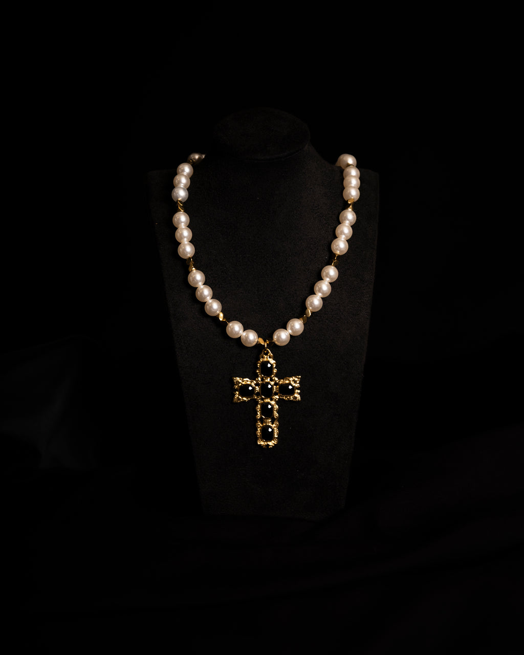 Golden Cross Pearl Necklace