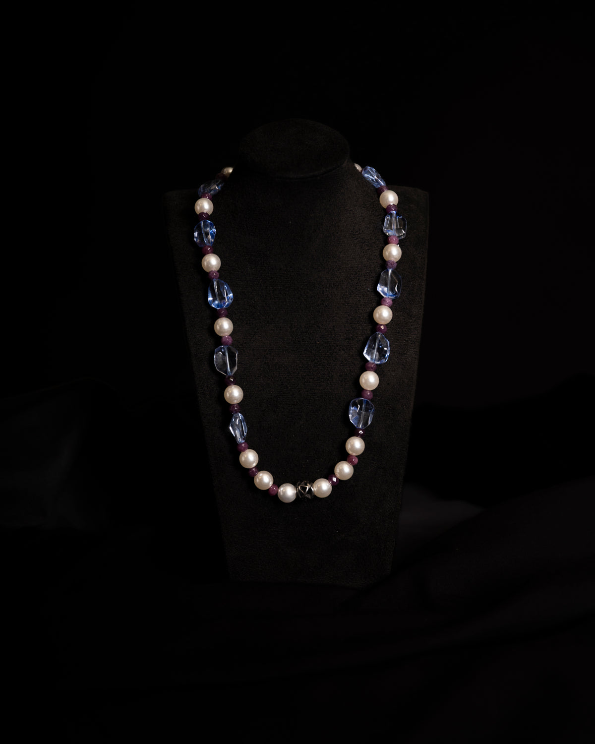 Blue & White Pearl Statement Necklace