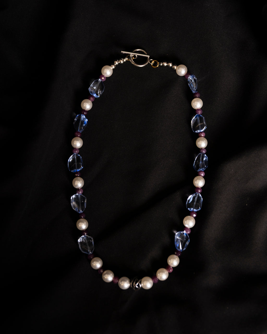 Blue & White Pearl Statement Necklace