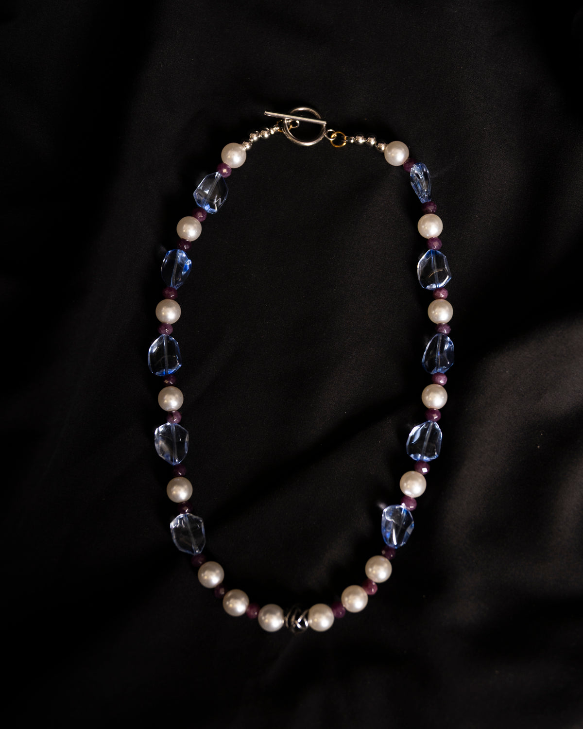 Blue & White Pearl Statement Necklace