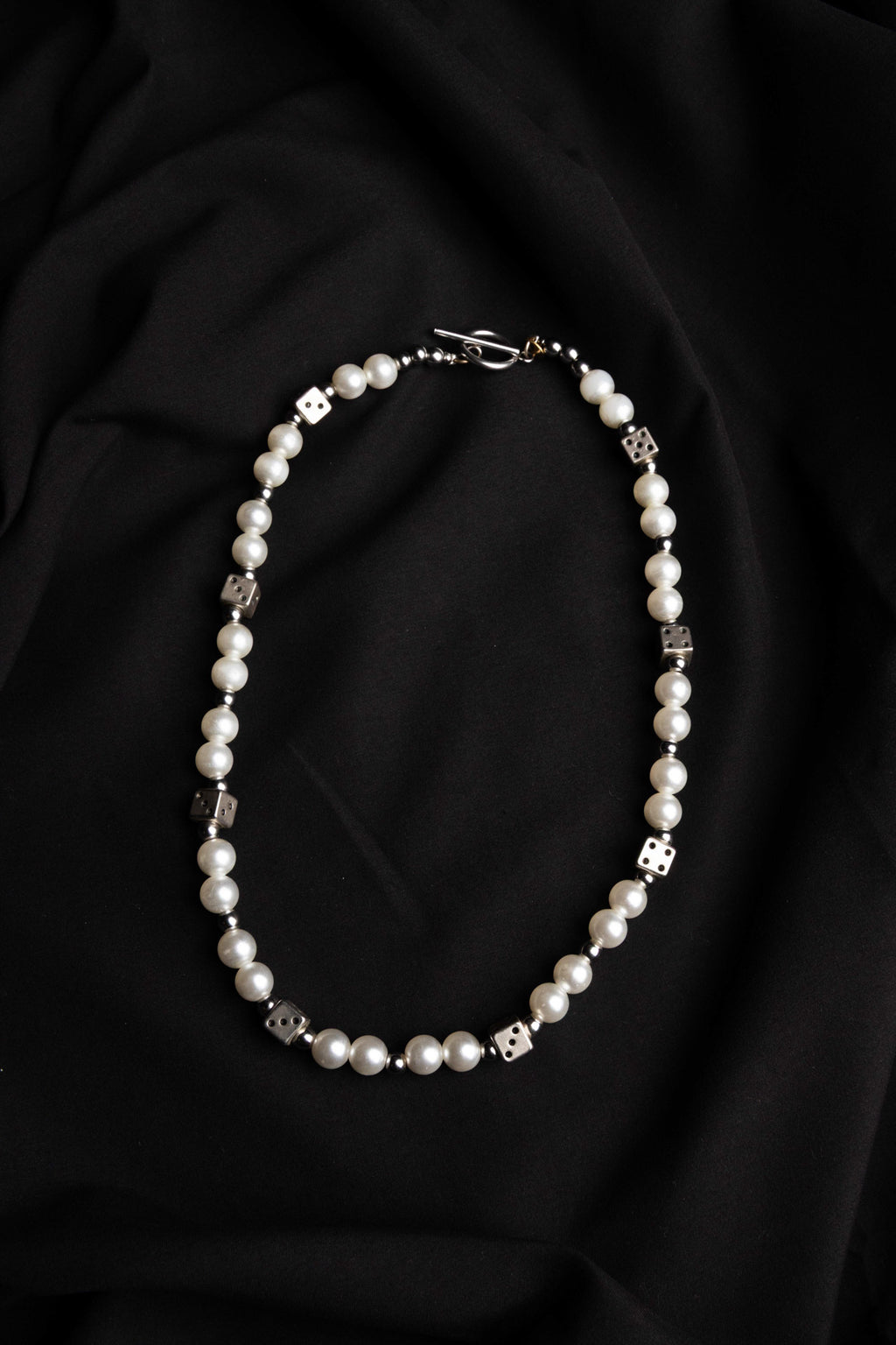 White Pearl & Stainless Steel Necklace