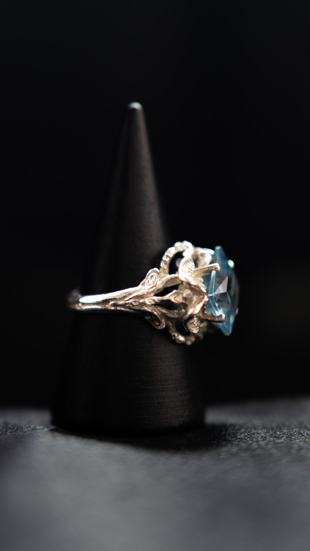 AZURE – Blue Princess-Cut Stone Silver Ring