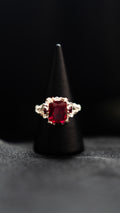 The Crimson Ember – Red Stone Gothic Silver Ring