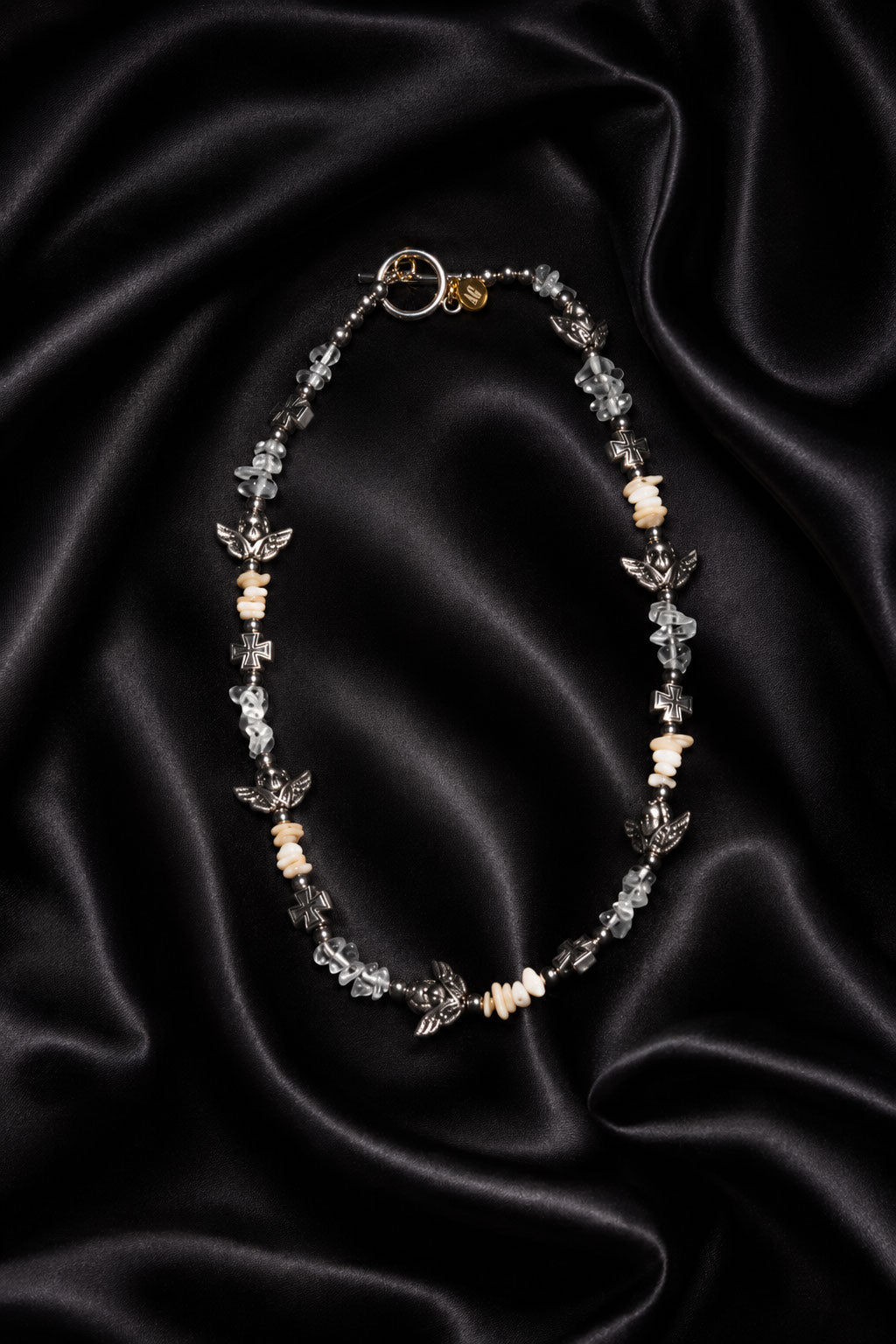 Five Angels Necklace — Stainless Steel & Natural Stones